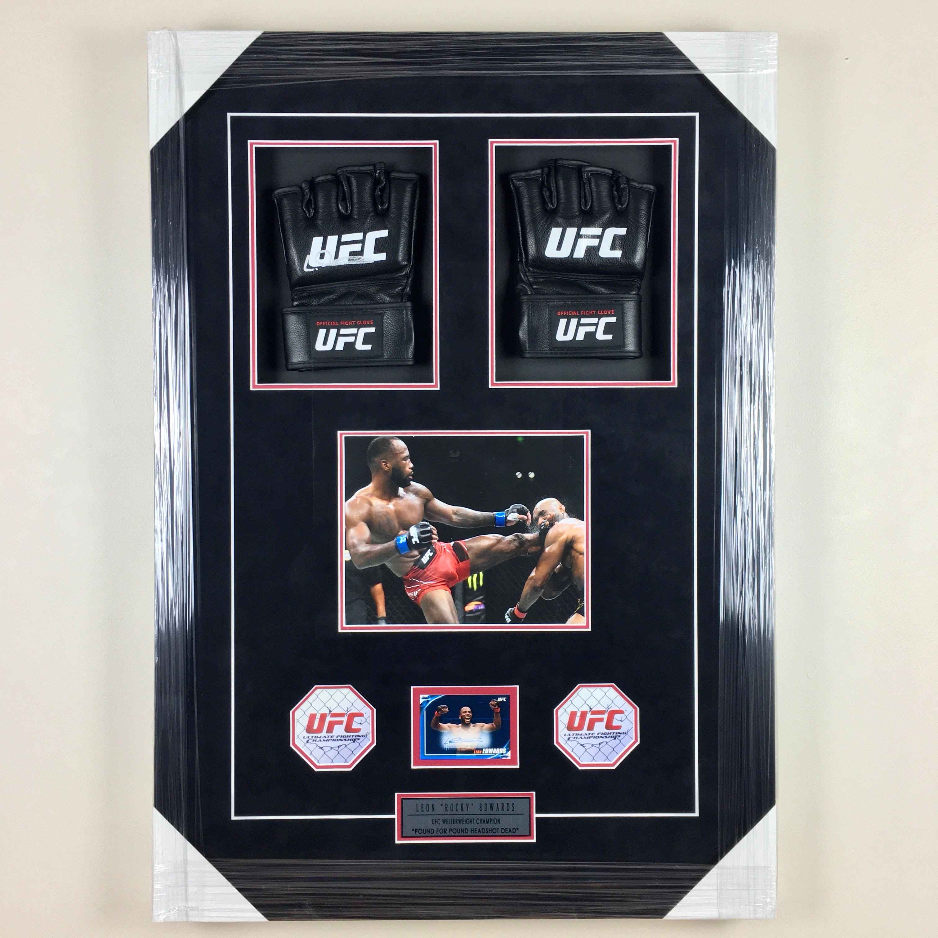 Leon Edwards Signed Gloves Framed