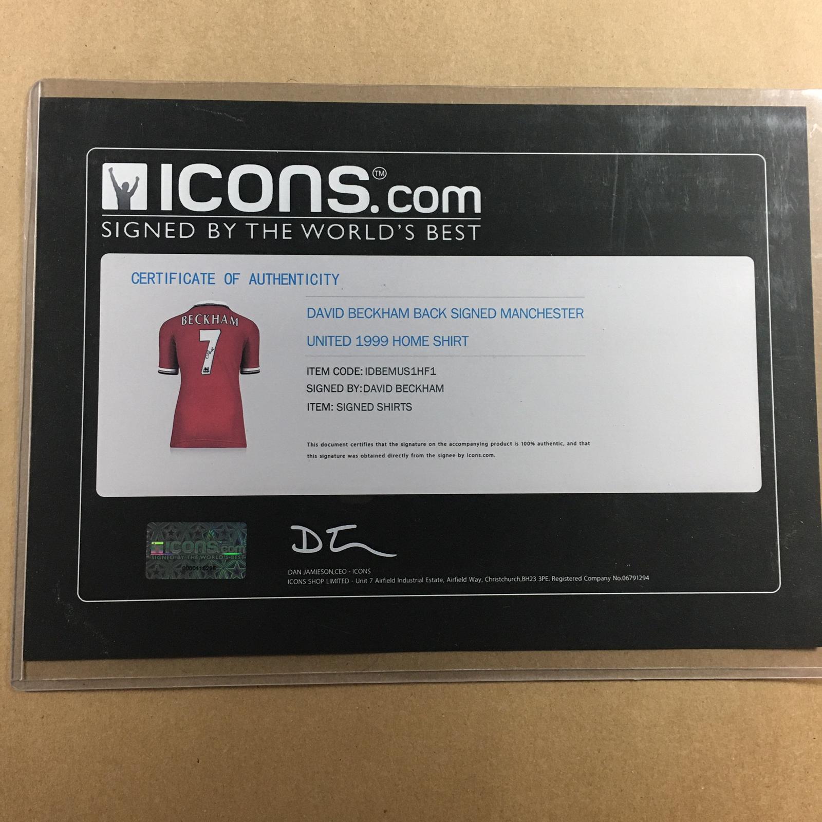 David Beckham Signed Jersey Framed