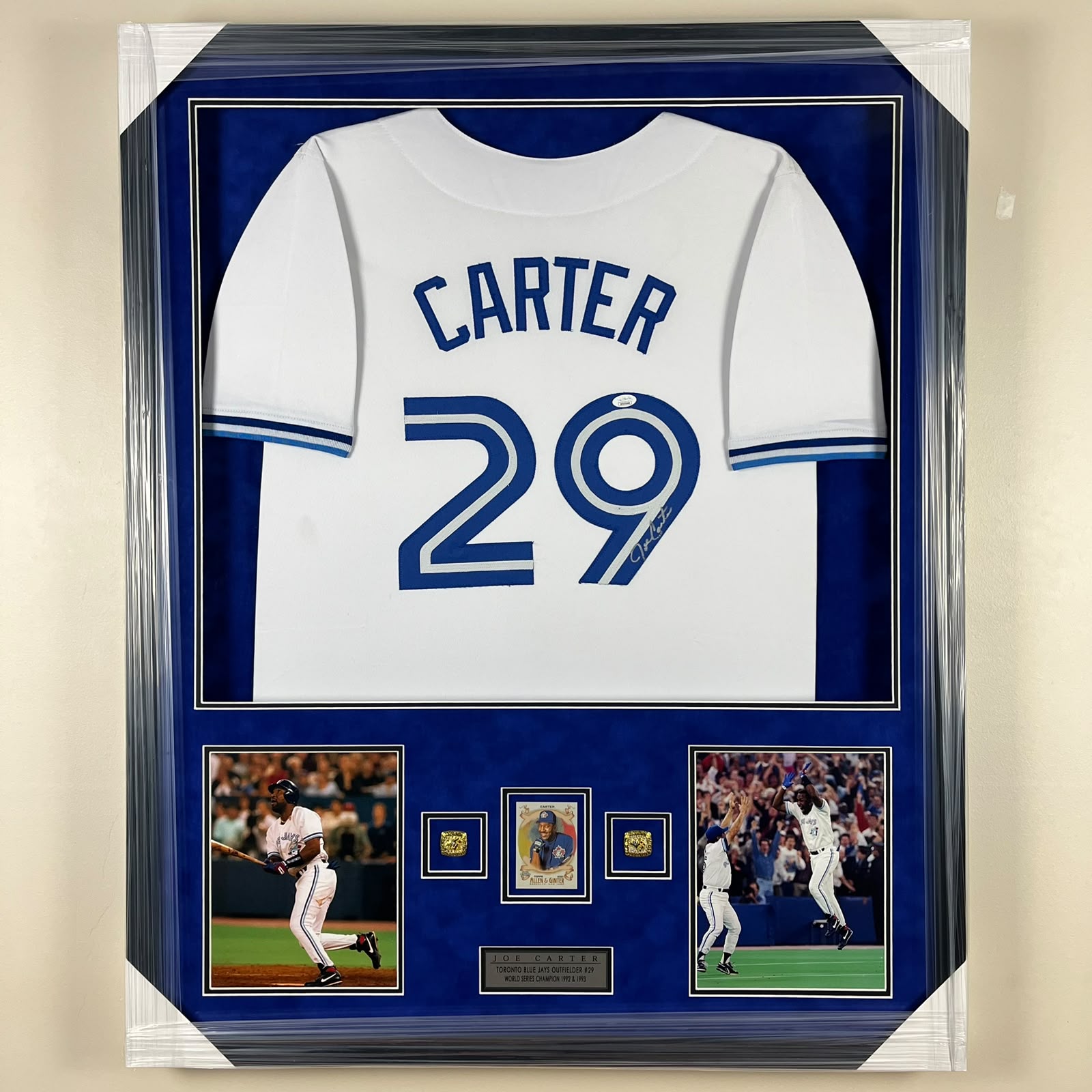 Joe Carter Signed Jersey Framed