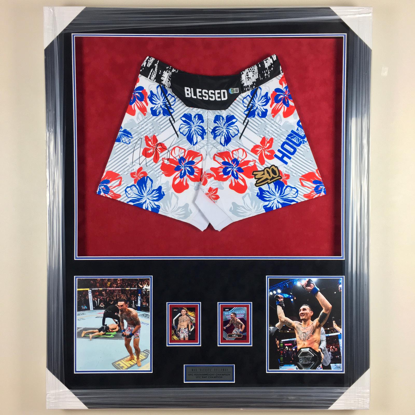 Max Holloway Signed Trunks Framed