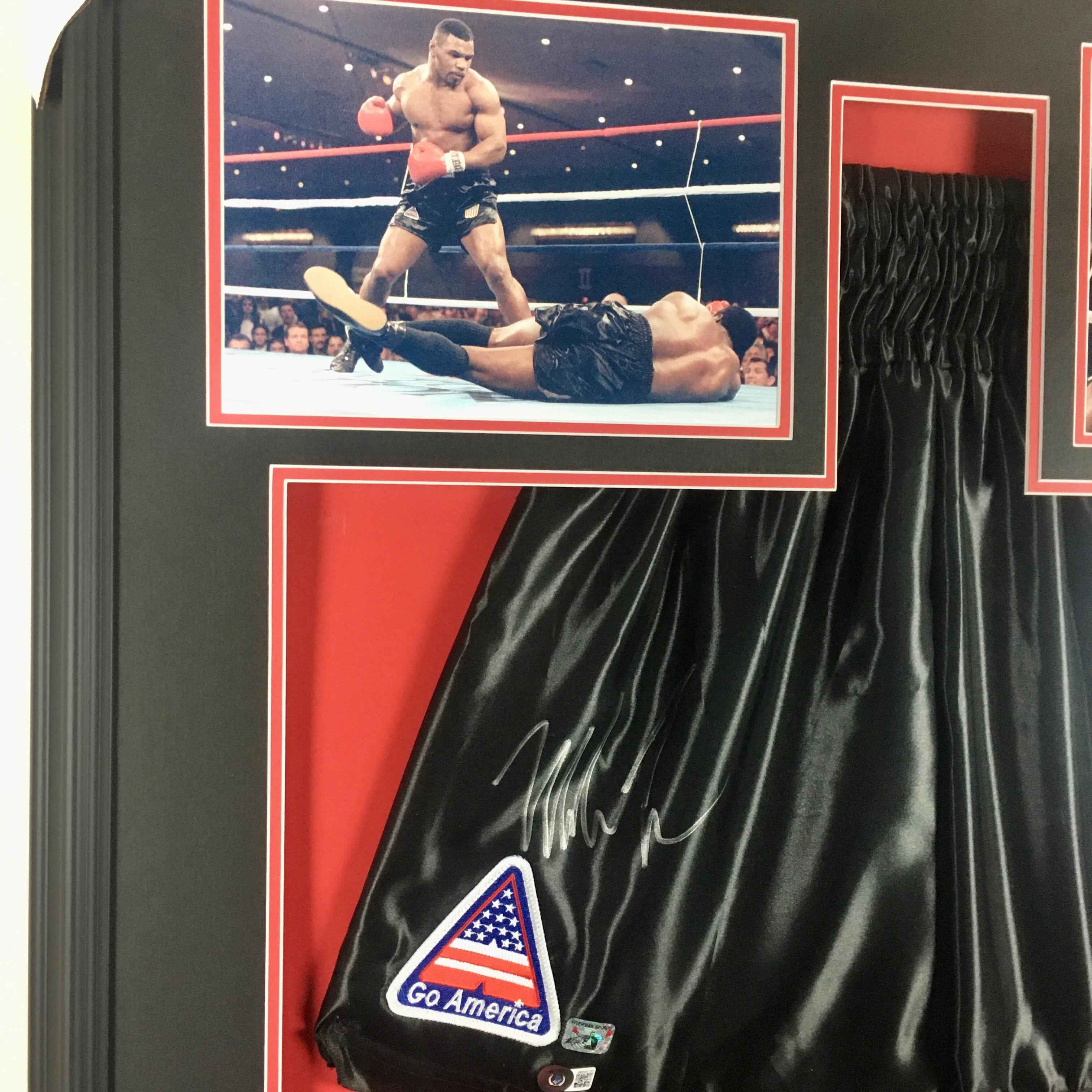 Mike Tyson Signed Trunks Framed