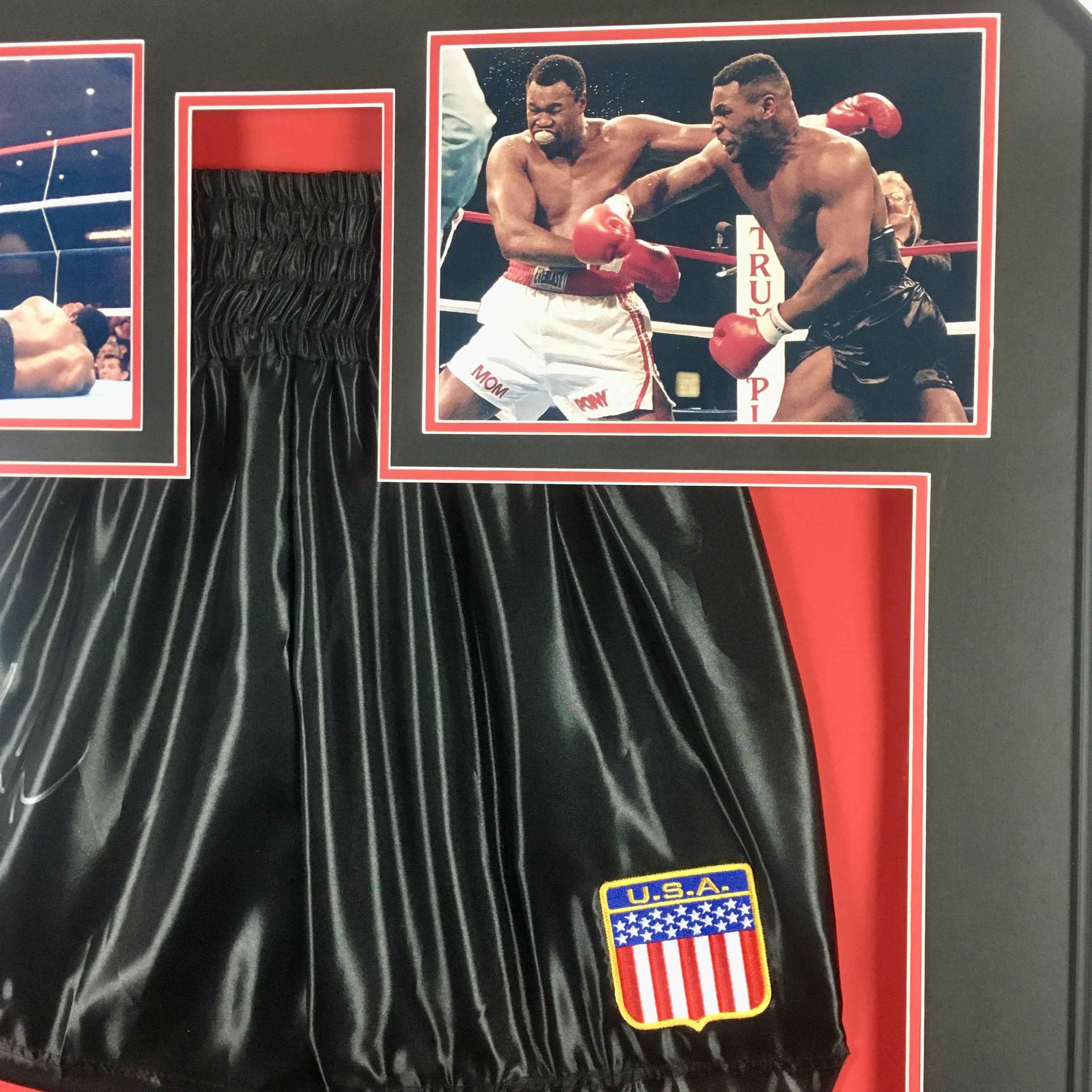 Mike Tyson Signed Trunks Framed