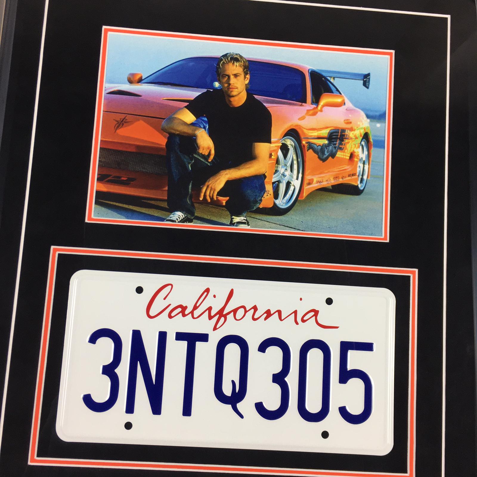 Paul Walker Toyota Supra Plate Framed