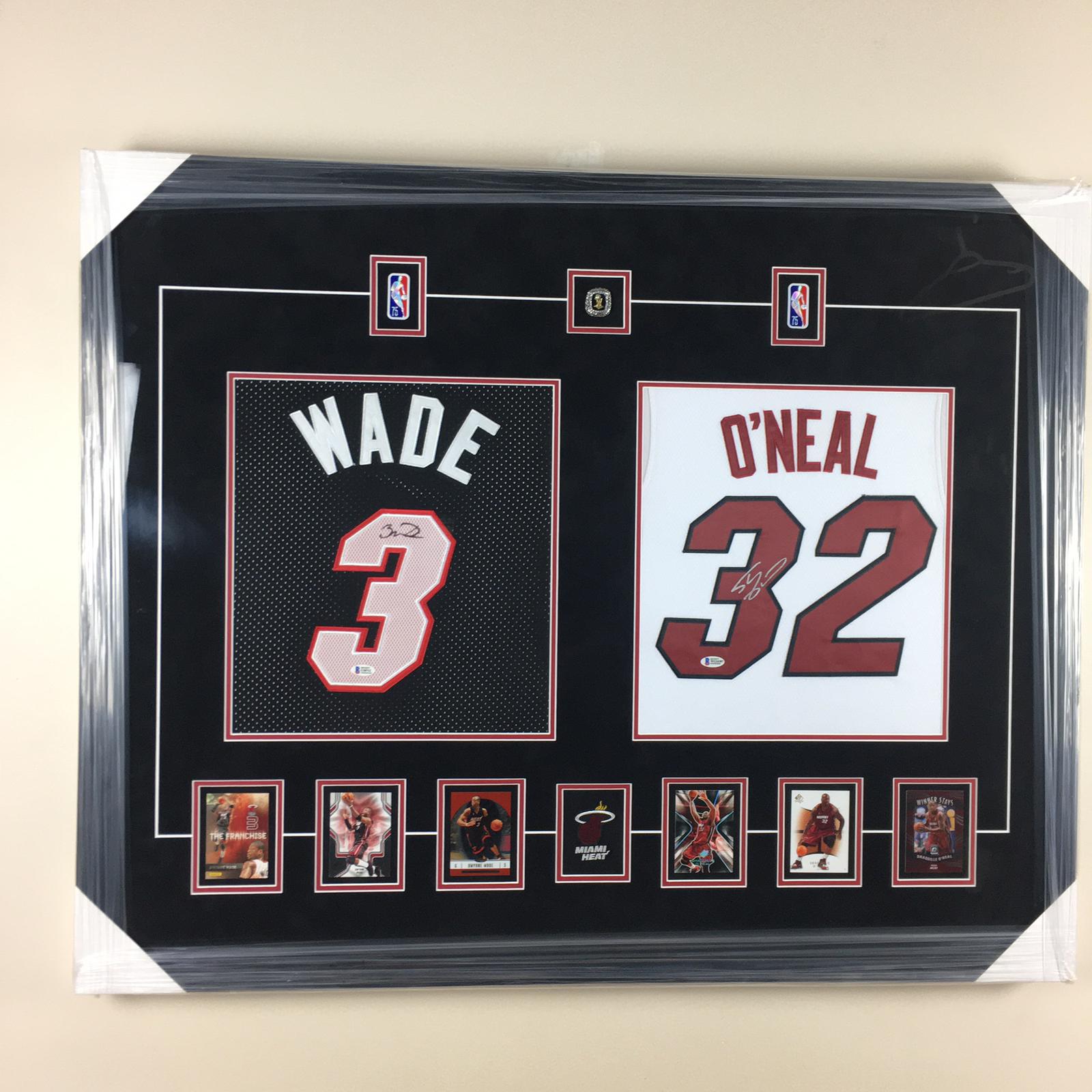 Dwyane Wade & Shaq Signed Jerseys Framed
