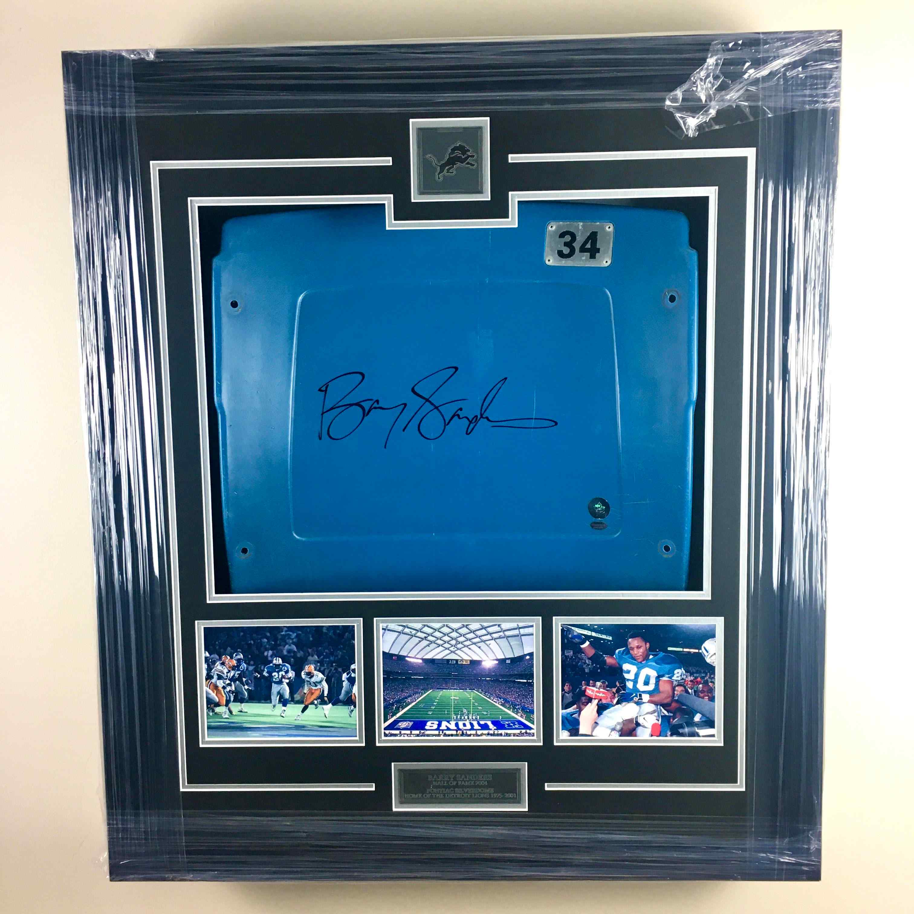 Barry Sanders Signed Silverdome Seat Framed