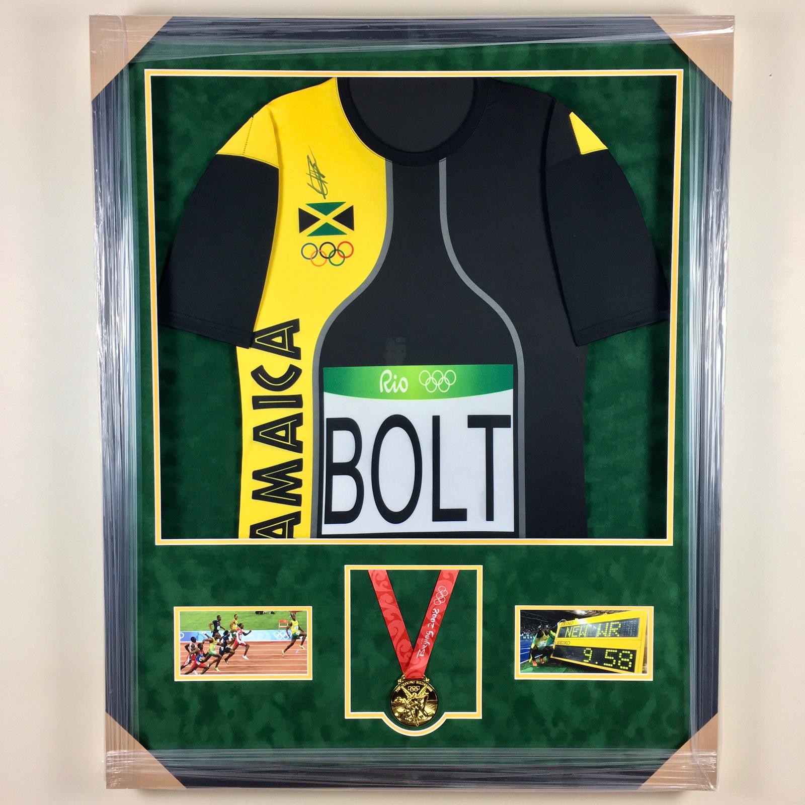 Usain Bolt Signed Jersey Framed
