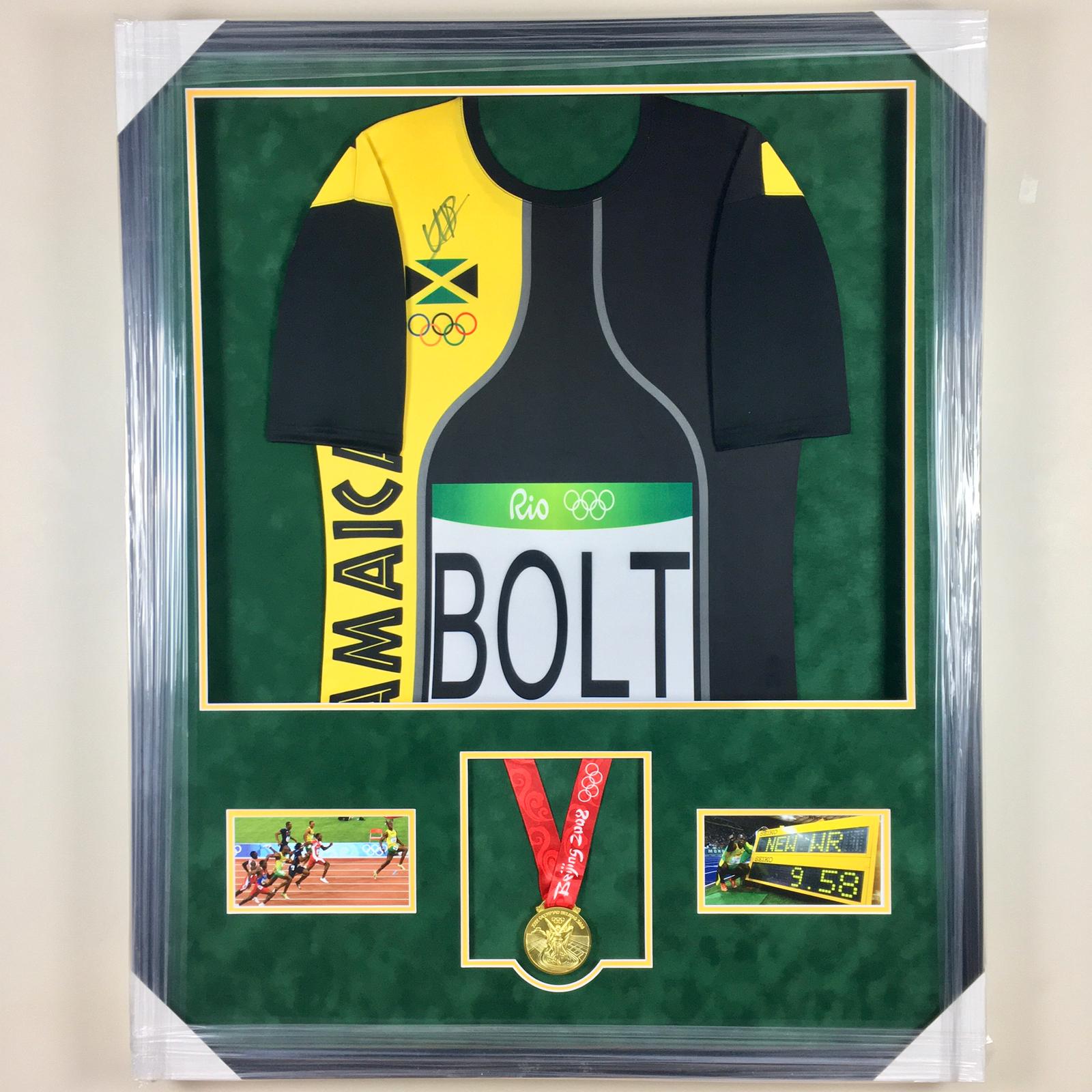 Usain Bolt Signed Jersey Framed