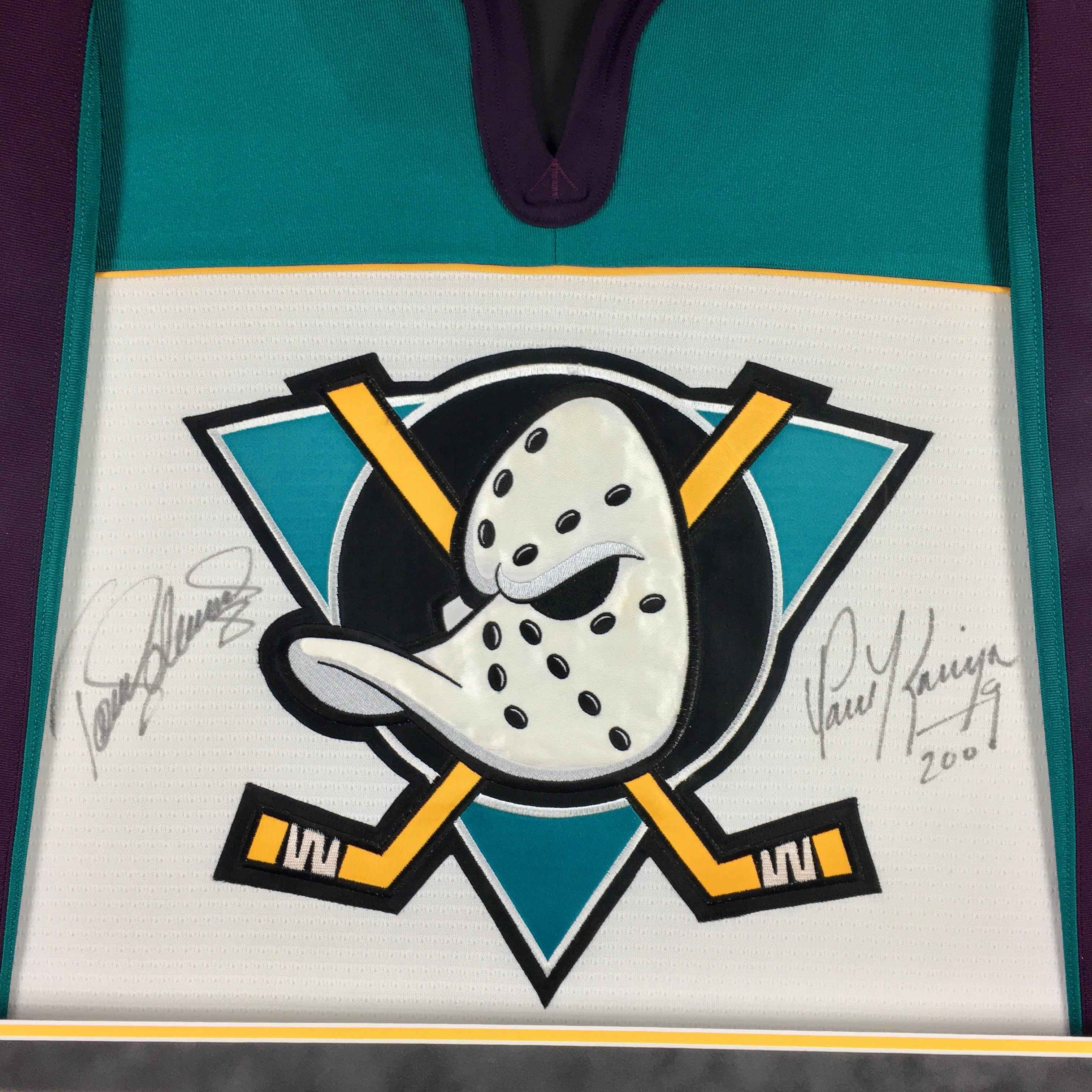 Teemu Selanne Paul Kariya Signed Jersey Framed