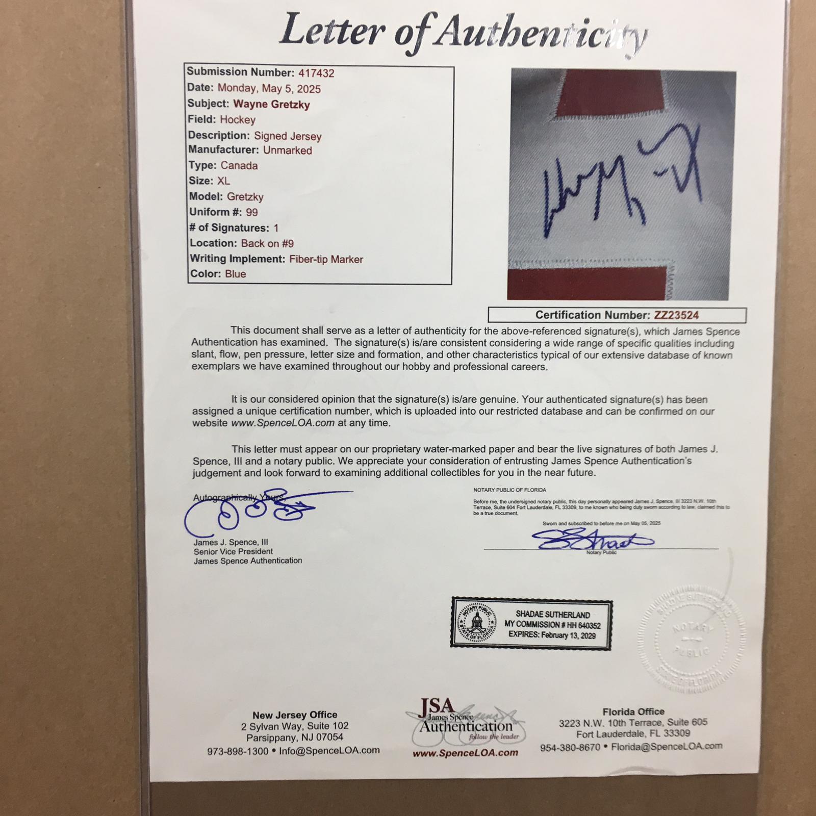 Wayne Gretzky Signed Jersey Framed