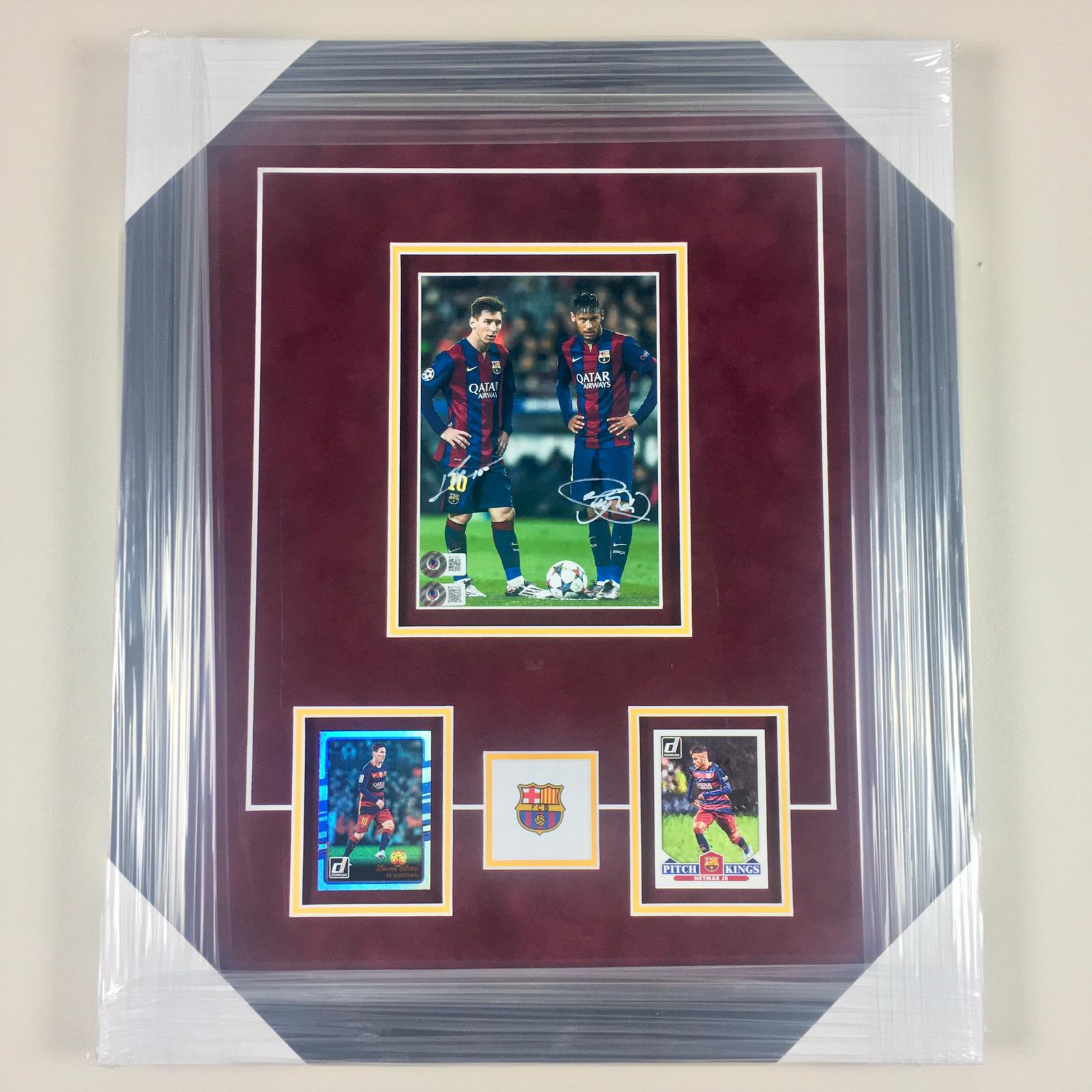Neymar Jr & Lionel Messi Signed Photo Framed