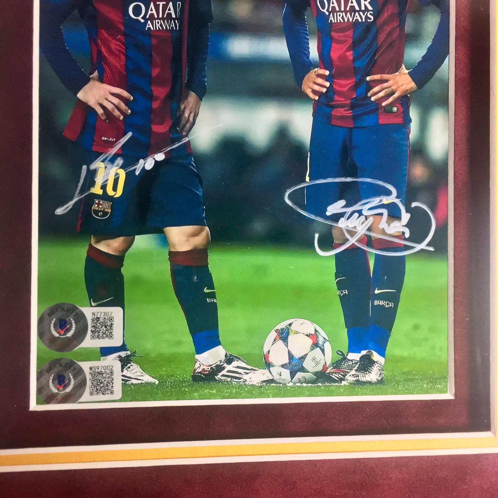 Neymar Jr & Lionel Messi Signed Photo Framed