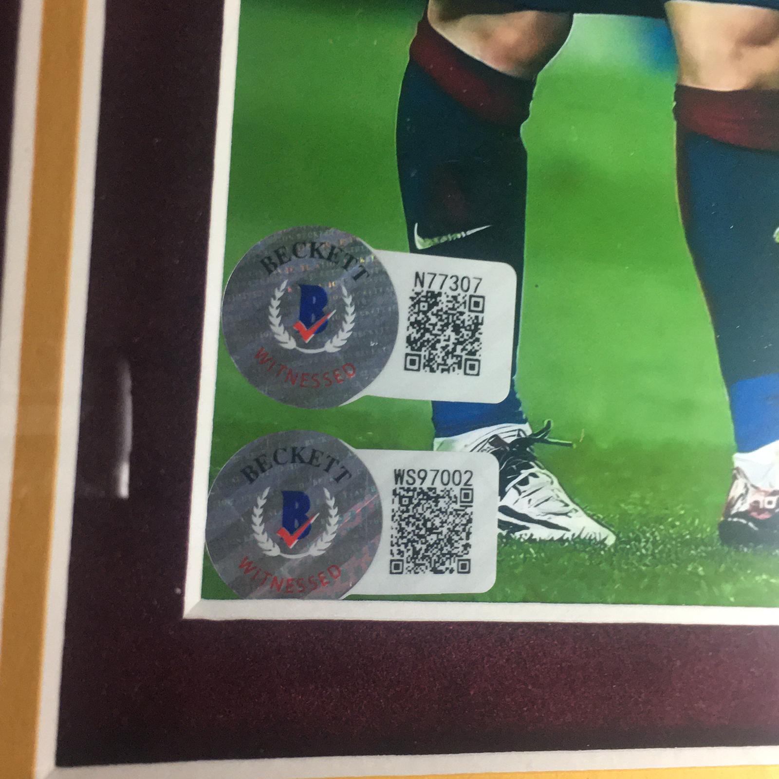 Neymar Jr & Lionel Messi Signed Photo Framed