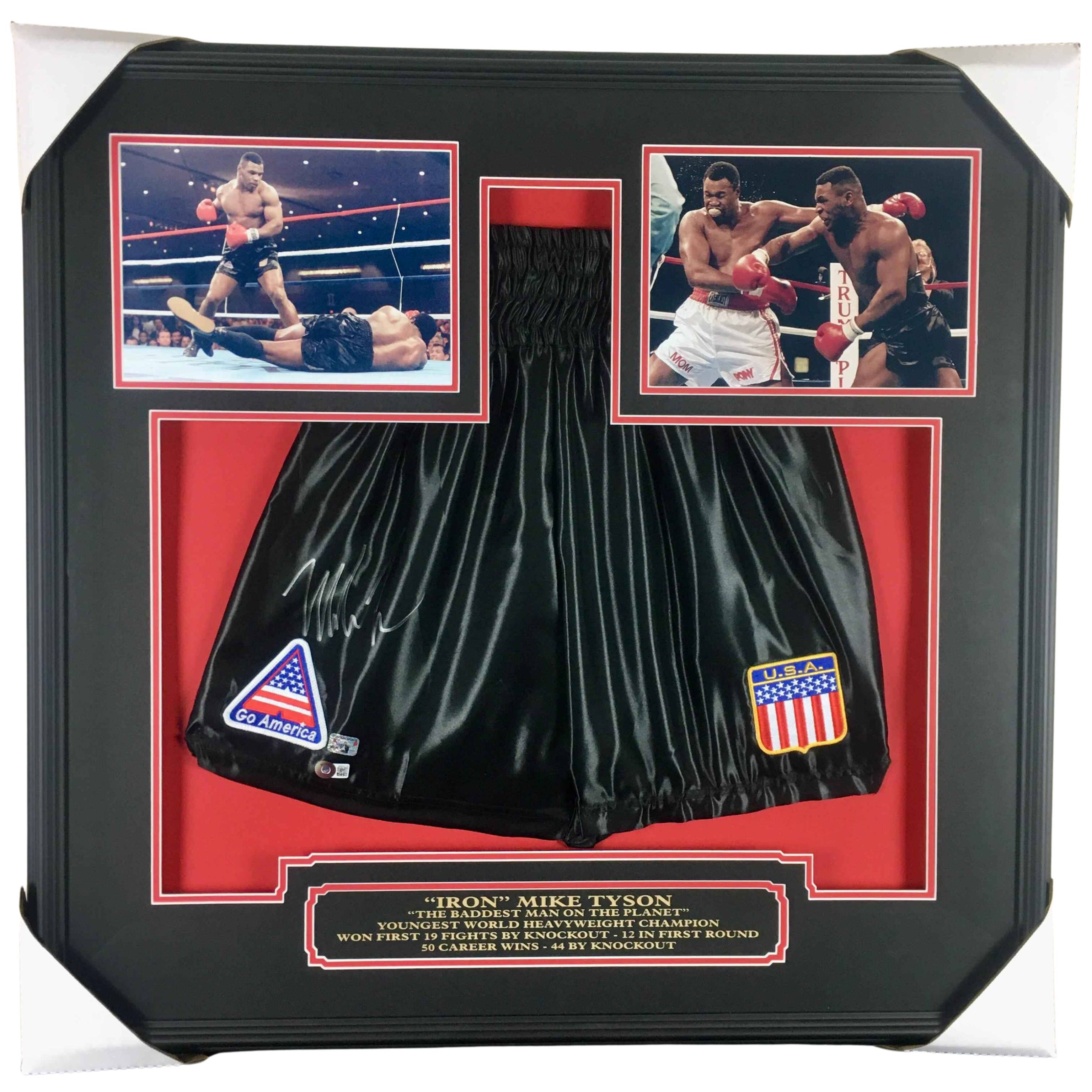 Mike Tyson Signed Trunks Framed