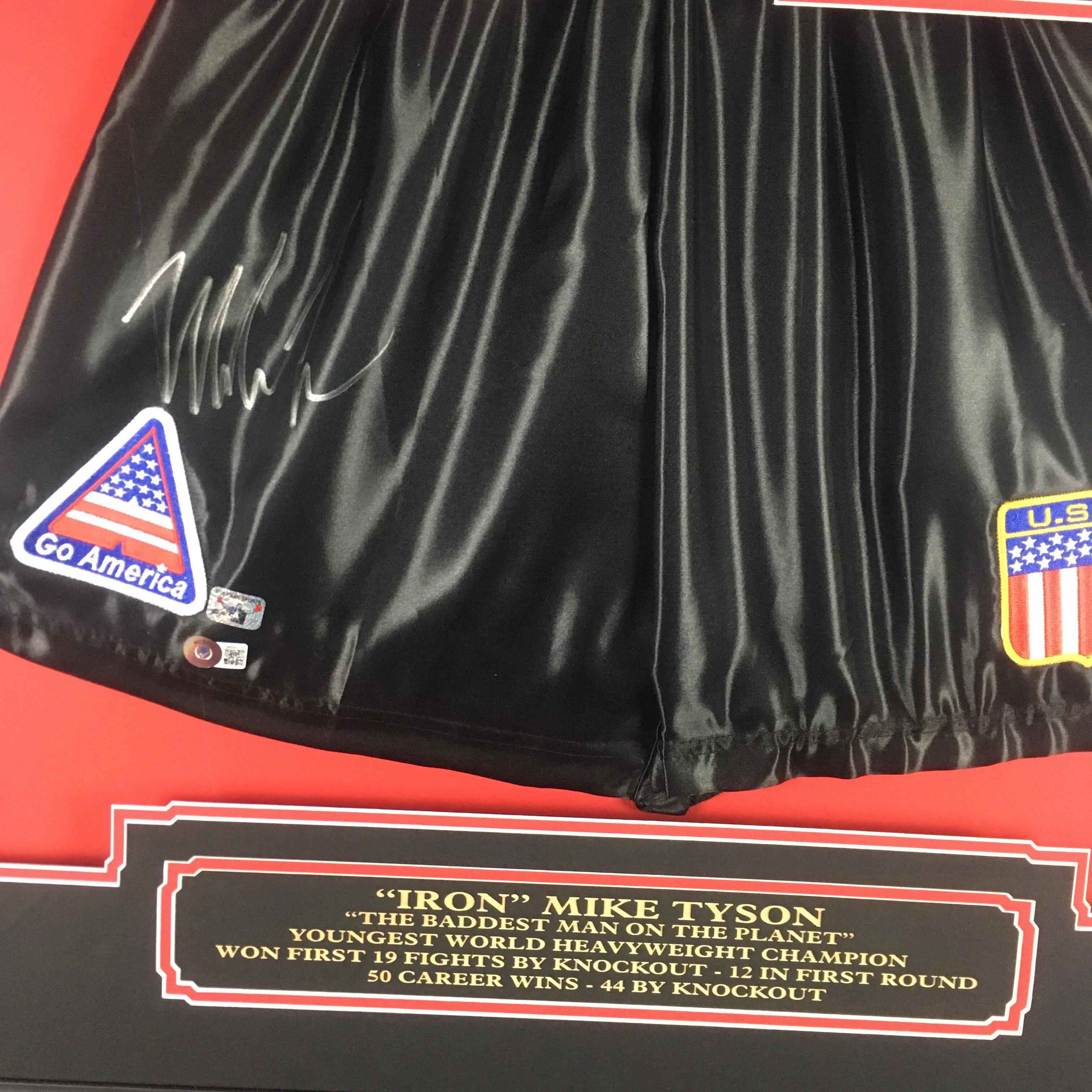 Mike Tyson Signed Trunks Framed