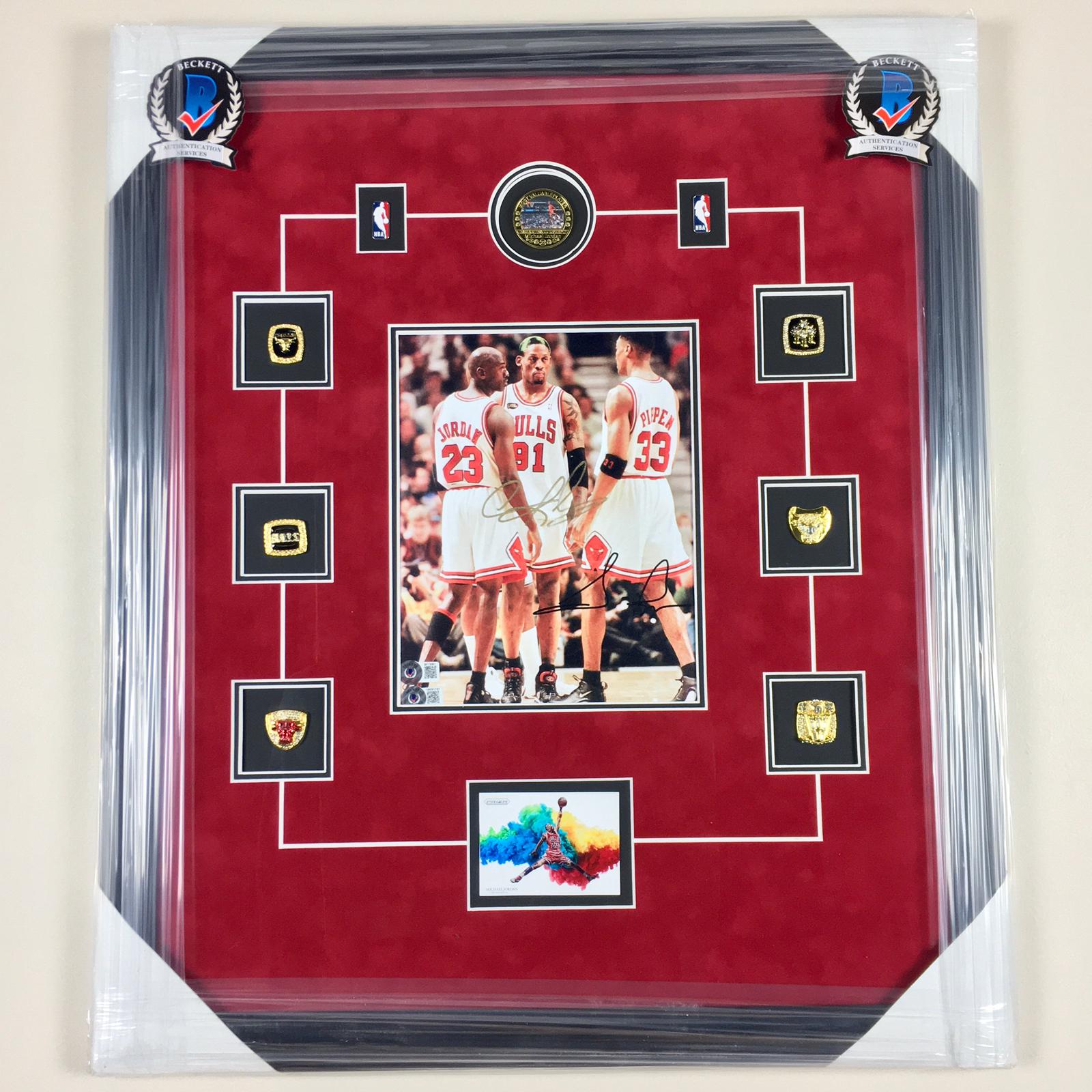 Dennis Rodman & Scottie Pippen Signed Photo Framed
