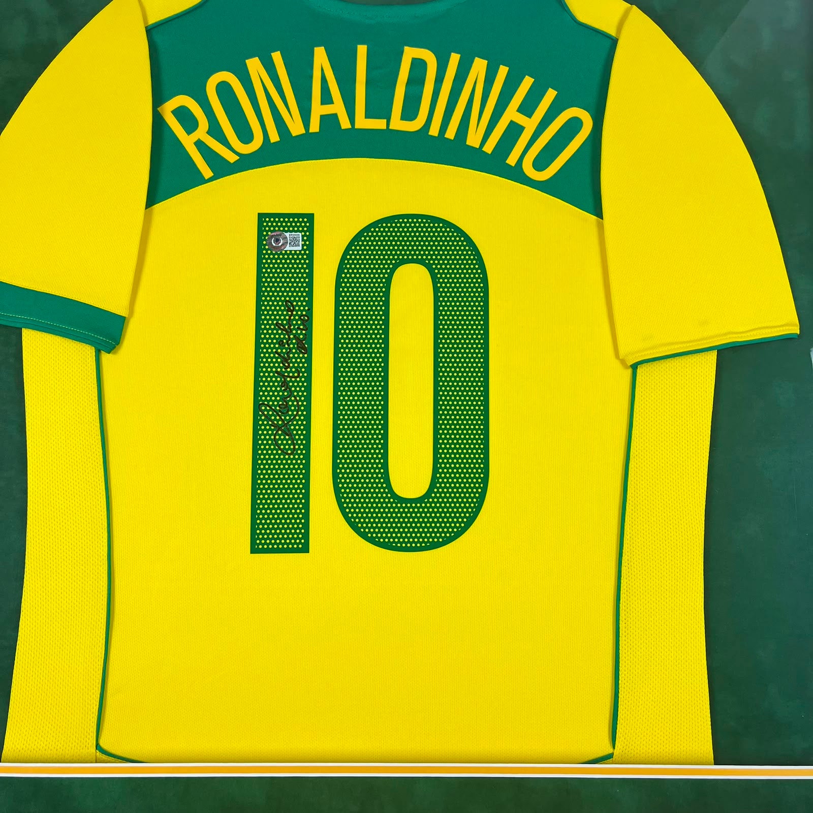 Ronaldinho Signed Jersey Framed