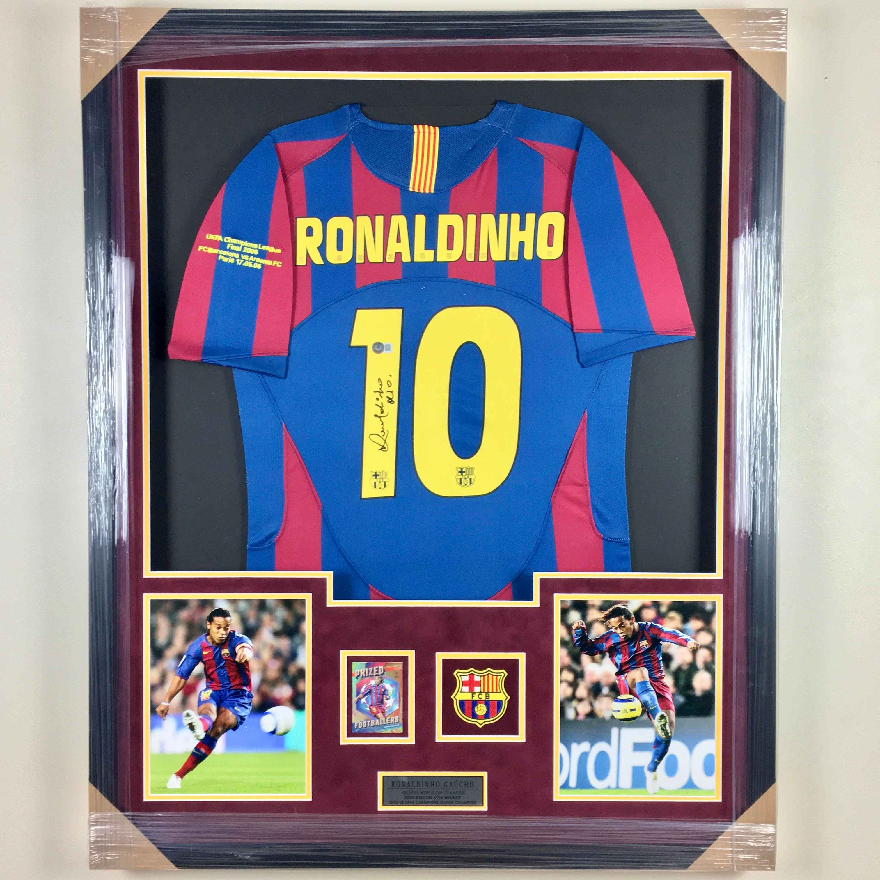 Ronaldinho Signed Jersey Framed