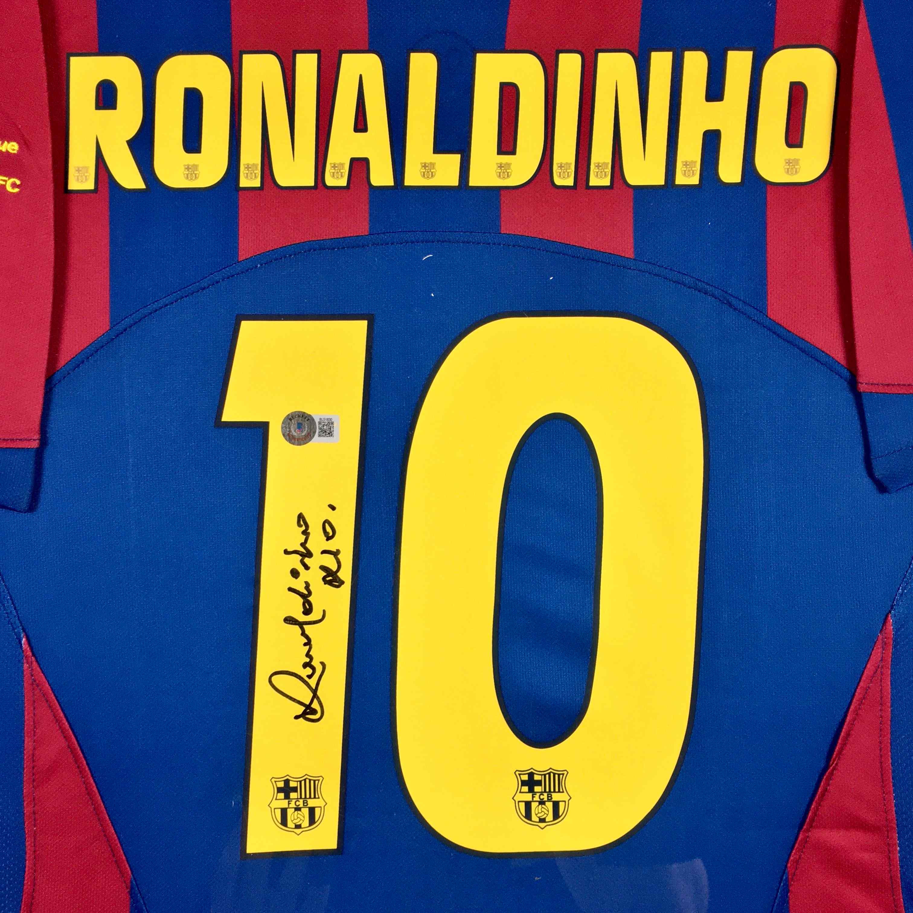 Ronaldinho Signed Jersey Framed