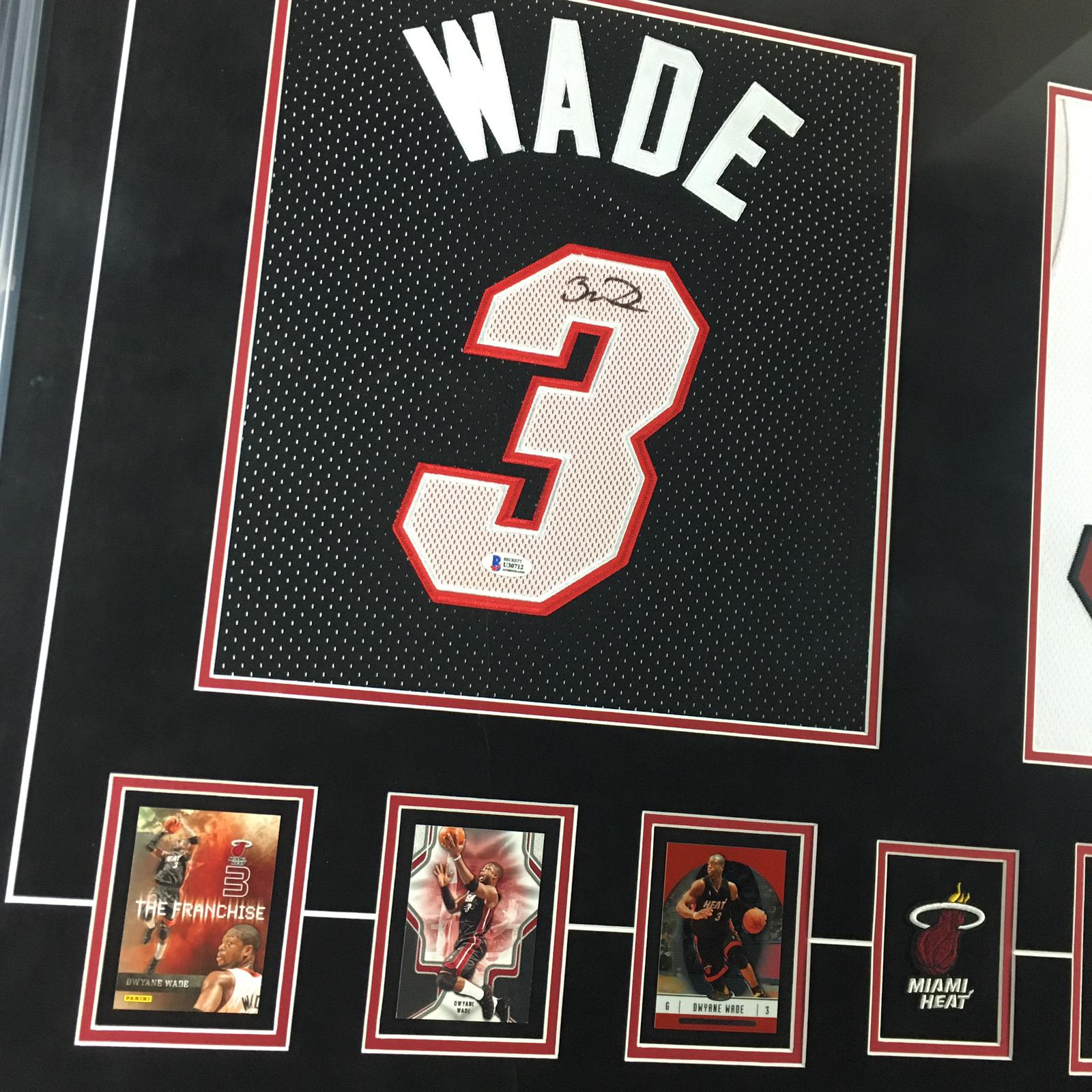 Dwyane Wade & Shaq Signed Jerseys Framed