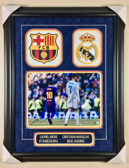 Messi & Ronaldo Signed Photo Framed
