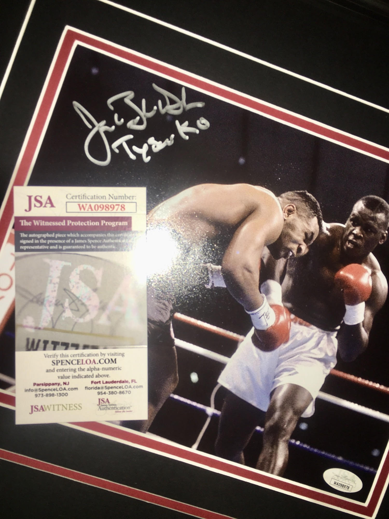 Buster Douglas Triple Signed Trunks Framed