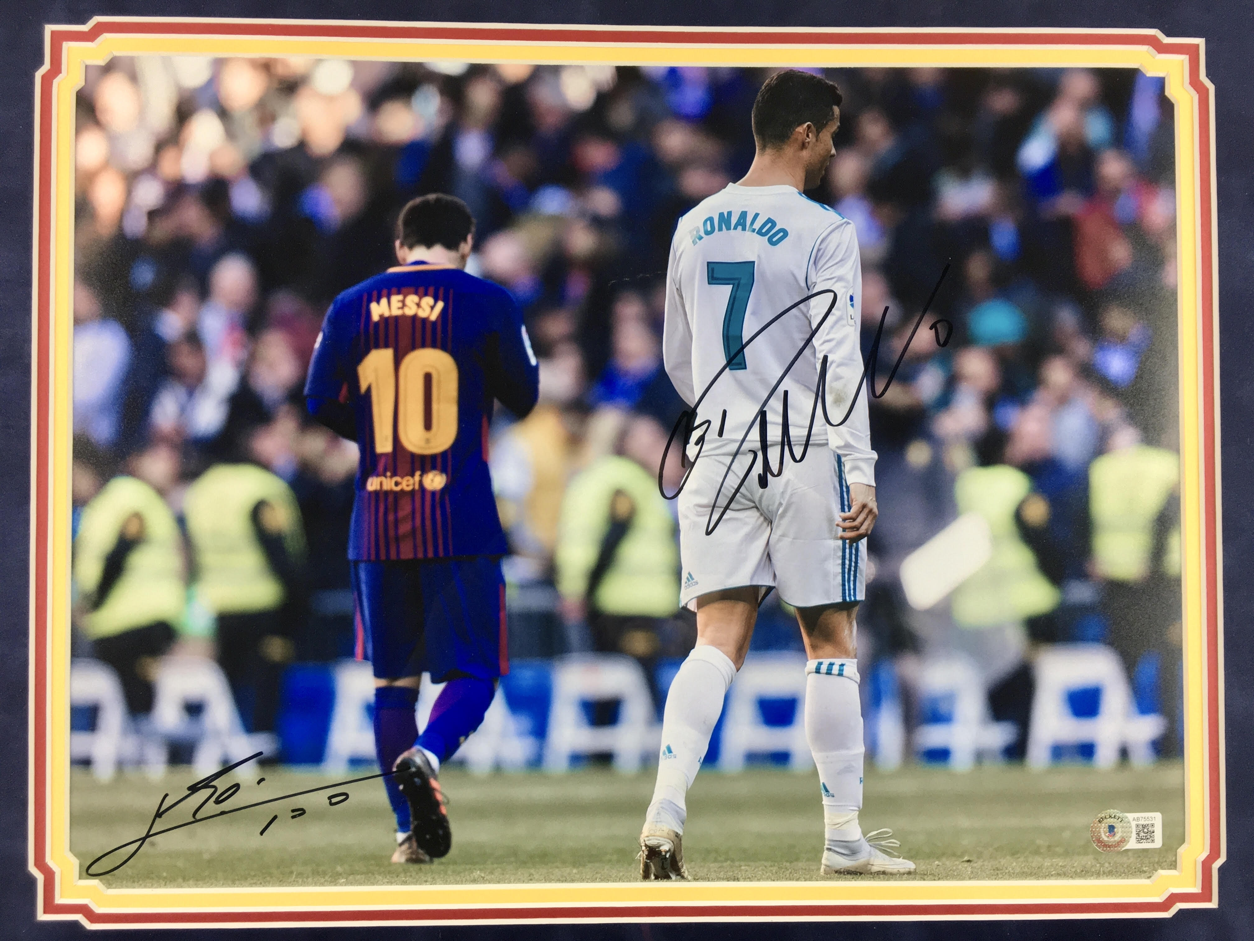 Messi & Ronaldo Signed Photo Framed