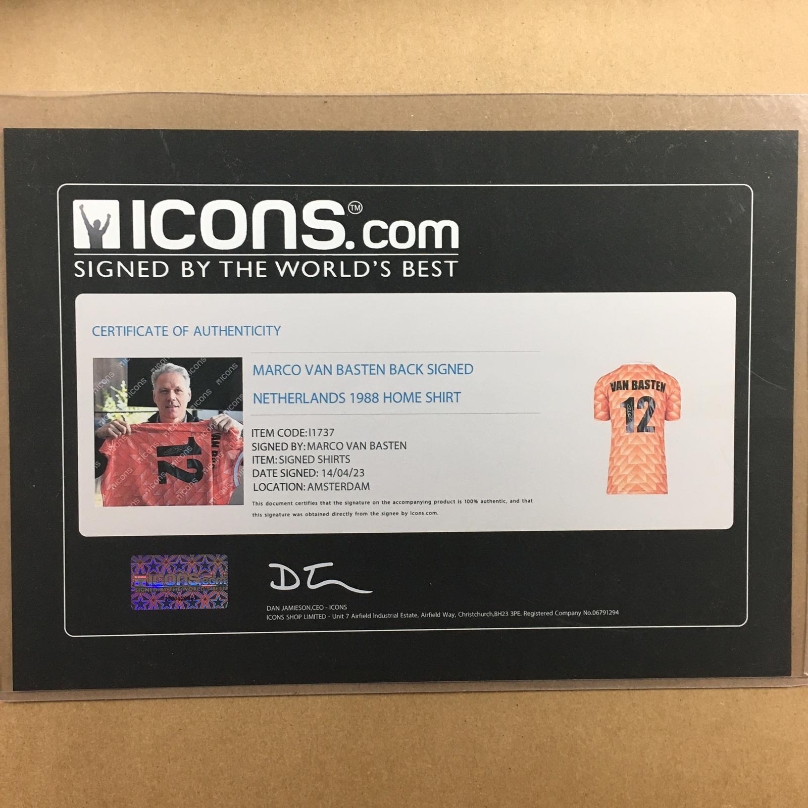 Marco van Basten Signed Jersey Framed
