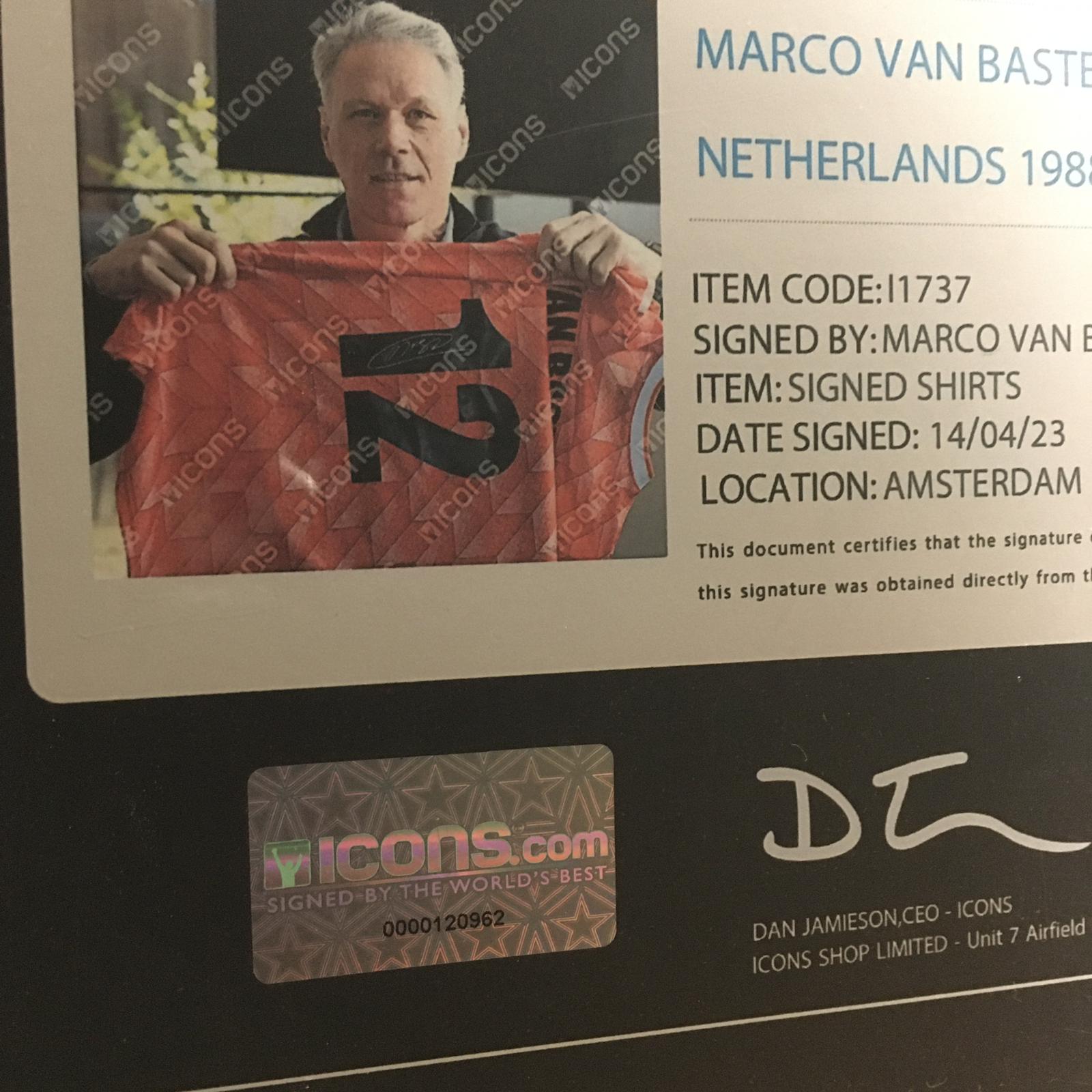 Marco van Basten Signed Jersey Framed