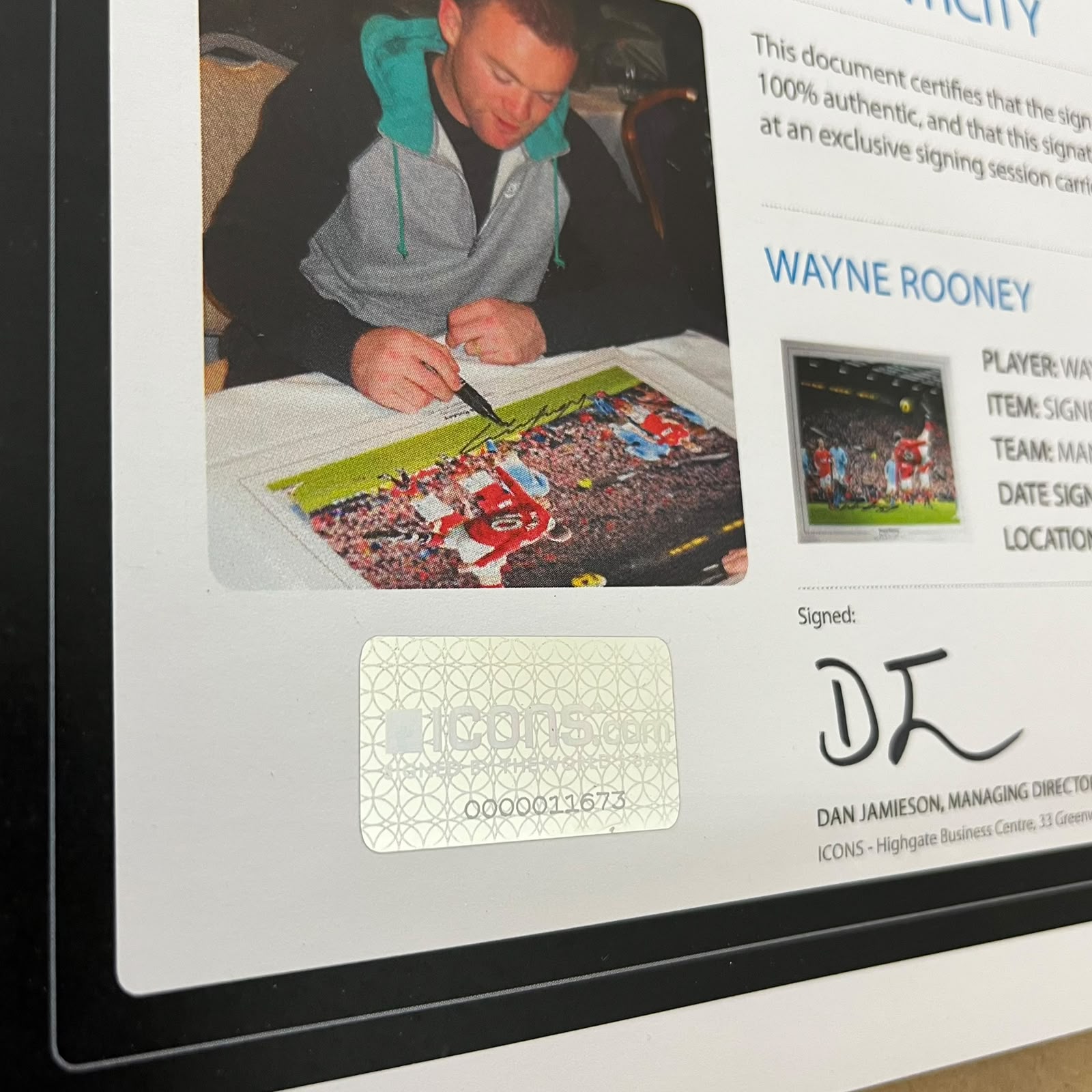 Wayne Rooney Signed Photo Framed